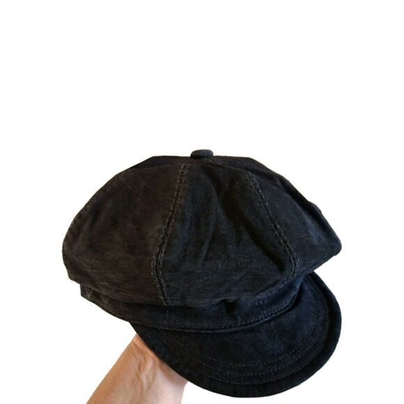 Liz Claiborne Vtg Black Suede Visor Cap Newsboy, Cabbie Hat Y2K - Picture 6 of 12